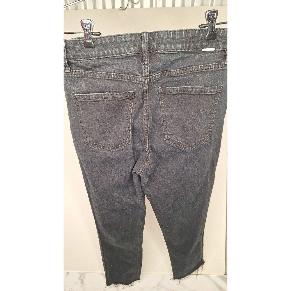 DAZE Women Black High Rise Straight Leg Raw Hem Denim Jeans Size 27 - Picture 5 of 8
